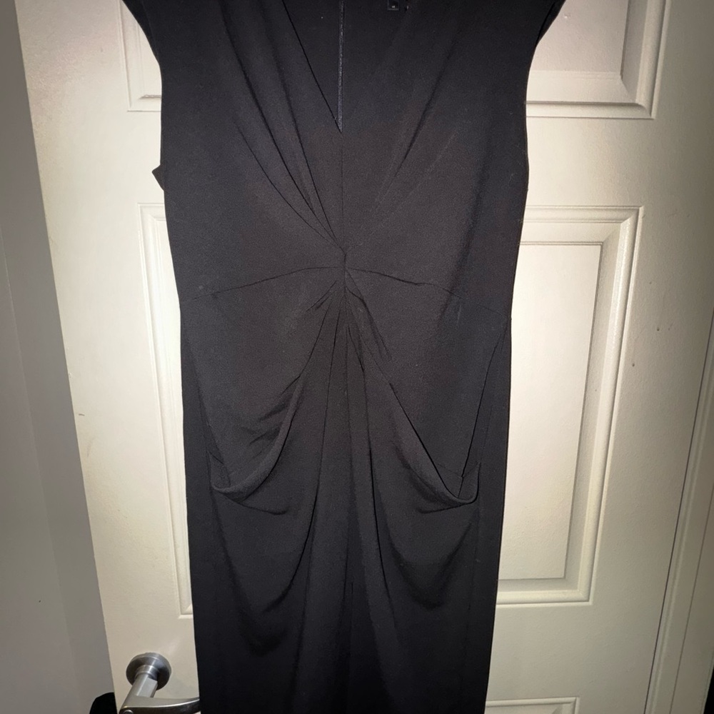 Donna Karan Black and Red Sheath Midi Dress